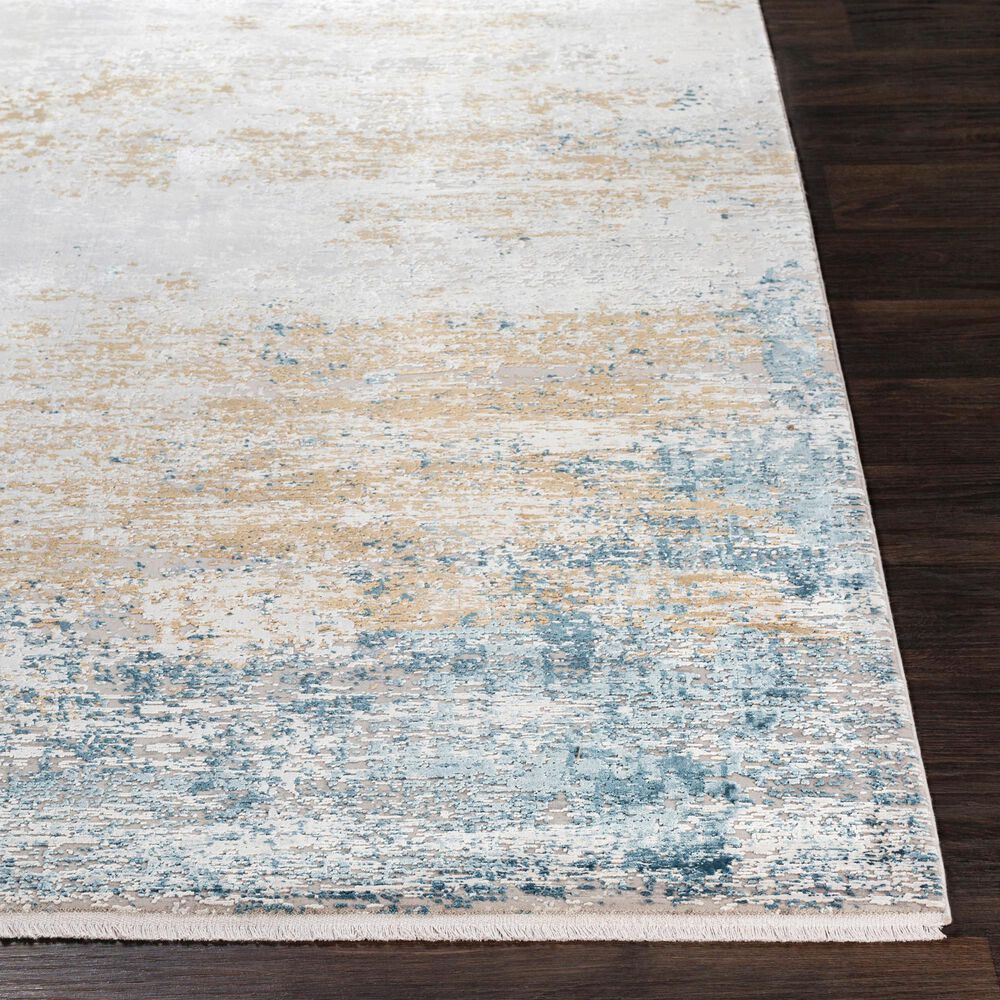 Surya Solar 3&#39; x 5&#39; Sky Blue, Dark Blue, Saffron, White, Gray and Charcoal Area Rug, , large