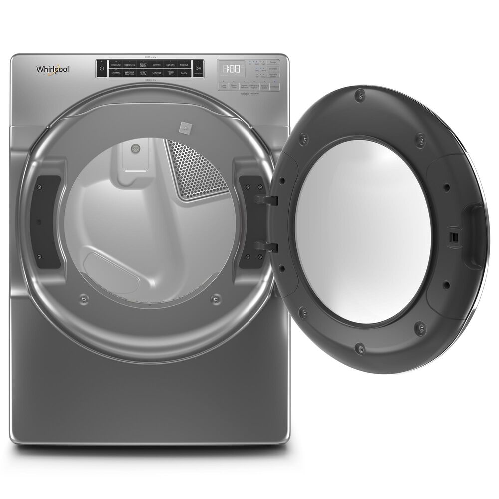 Whirlpool 5.0 Cu. Ft. Front Load Washer and 7.4 Cu. Ft. Gas Dryer Laundry Pair with Pedestals in Chrome Shadow, , large