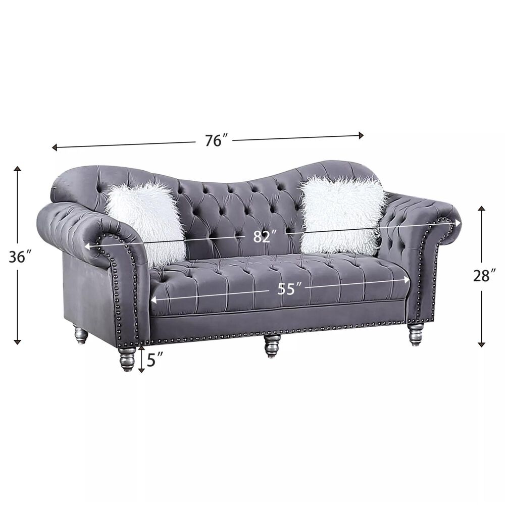 Morden Fort America Stationary Sofa in Gray Velvet, , large