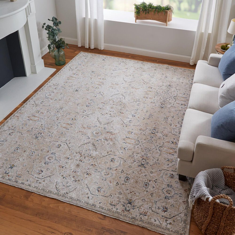 Feizy Rugs Pasha 39M6F 5&#39; x 7&#39;6&quot; Beige and Blue Area Rug, , large