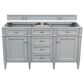 James Martin Brittany 60" Double Bathroom Vanity in Urban Gray with 3 cm Ethereal Noctis Quartz Top, , large