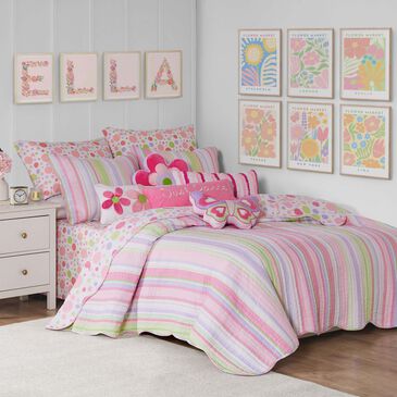 Levtex Merrill 2-Piece Twin Quilt Set in Pink, Green and Purple, , large