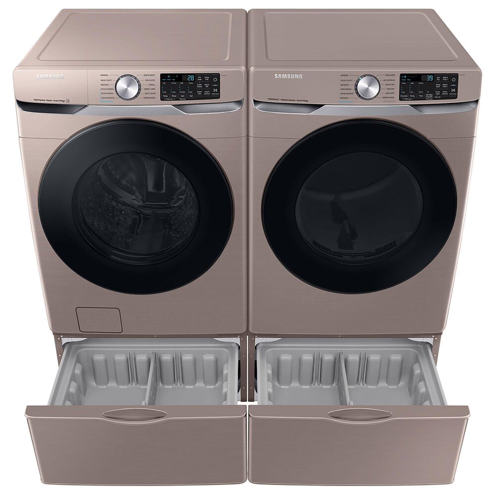 Samsung 4.5 Cu. Ft. Front Load Washer and 7.5 Cu. Ft. Gas Dryer Laundry Pair with Pedestal in Champagne, , large