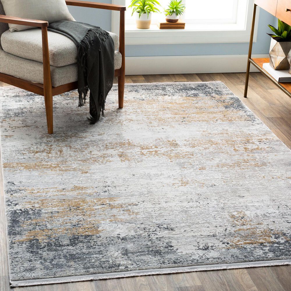 Surya Solar 10&#39; x 14&#39; Charcoal, Gray, Saffron and White Area Rug, , large