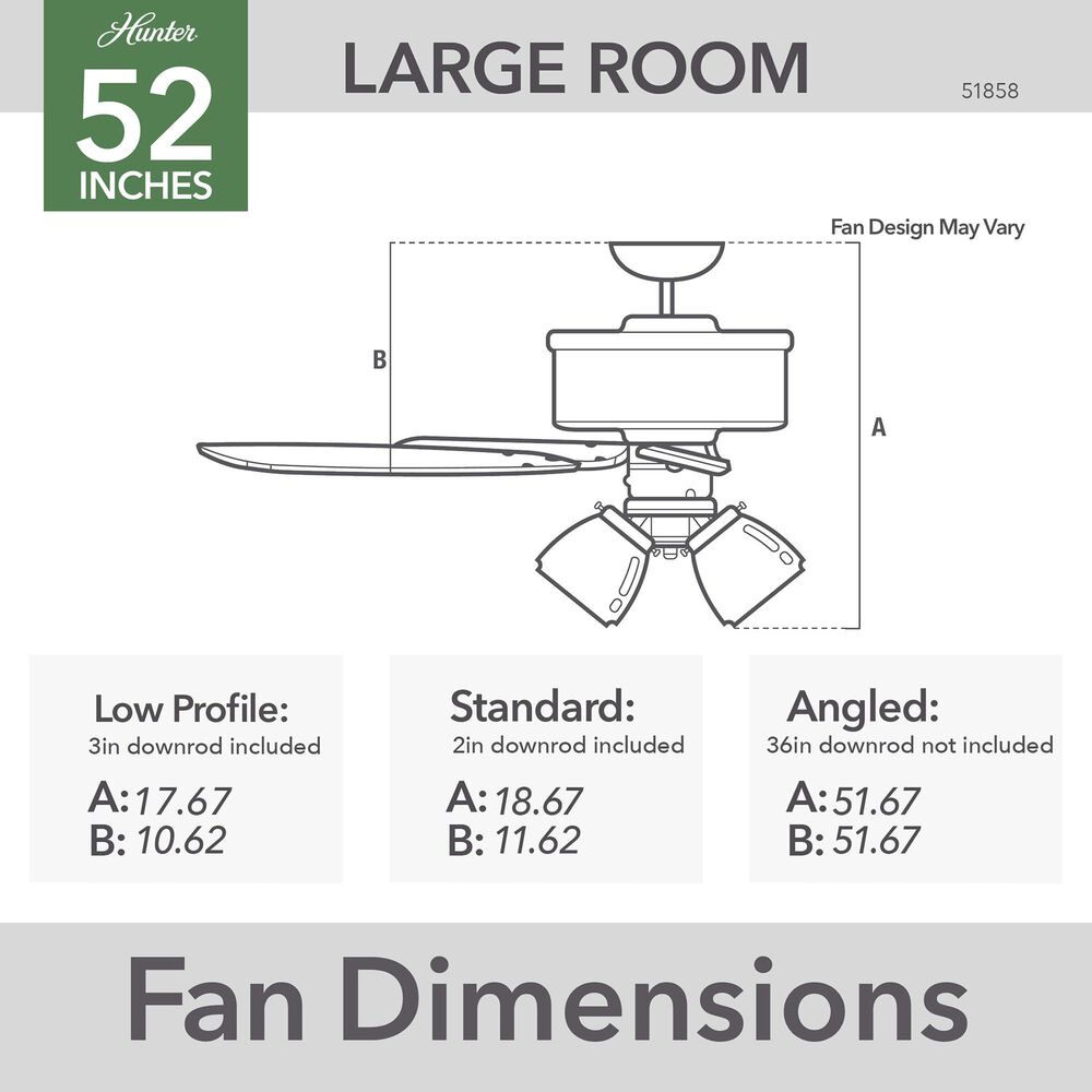 Hunter Crestfield 52&quot; Remote Ceiling Fan with LED Lights in Brushed Nickel, , large