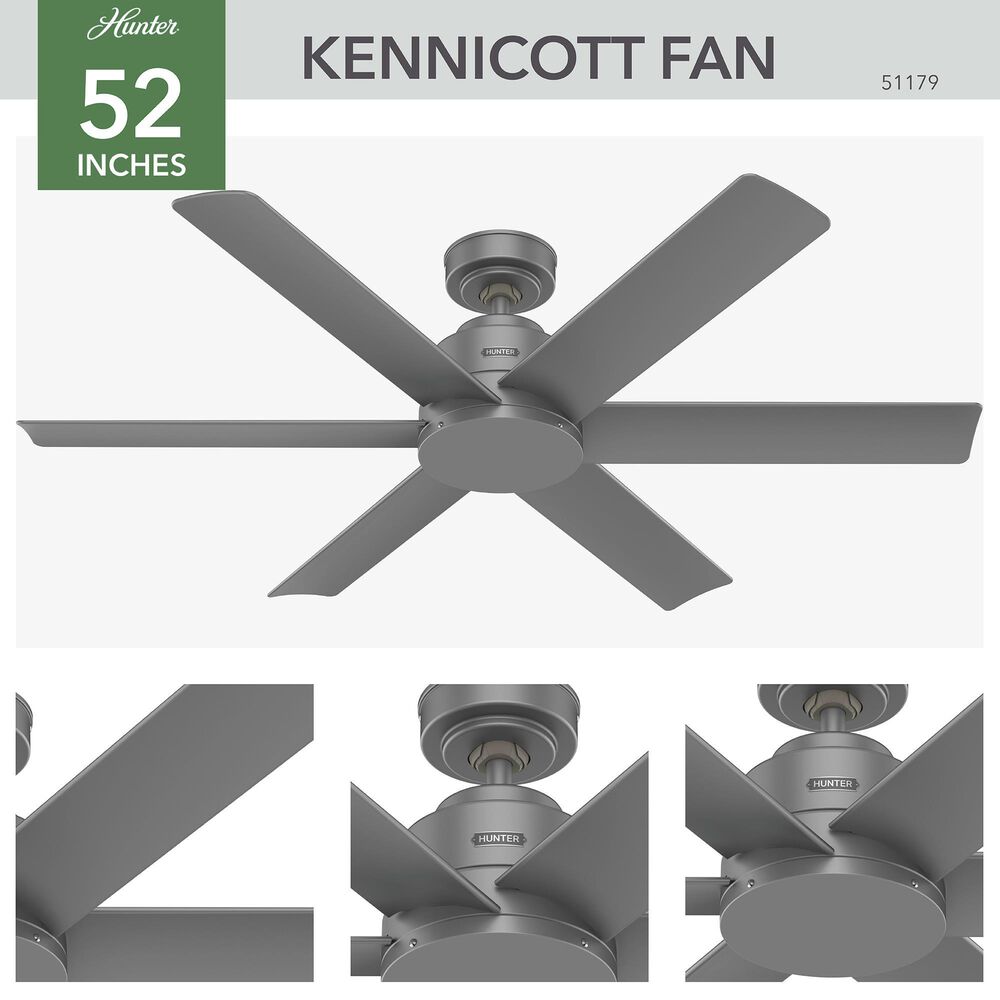 Hunter Kennicott 52&quot; Outdoor Ceiling Fan in Matte Silver, , large