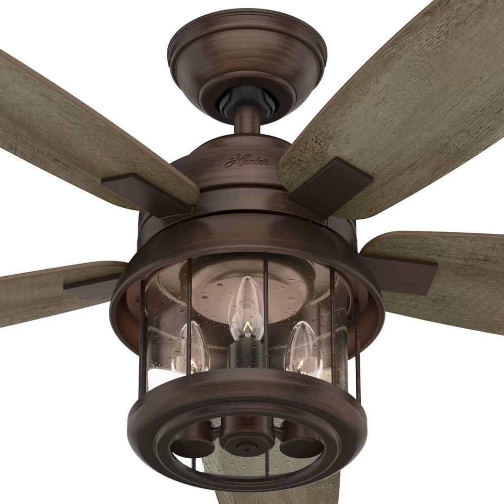 Hunter Coral Bay 52&quot; Outdoor Ceiling Fan with Lights in Weathered Copper, , large