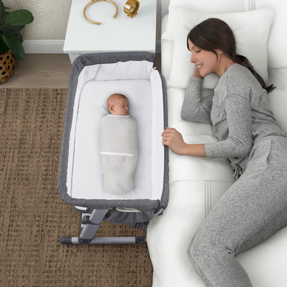 Delta Simmons Kids Dream Bedside Baby Bassinet in Grey Tweed, , large