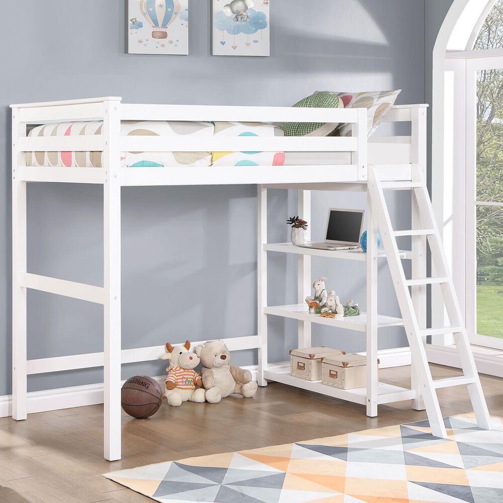 Pacific Landing Anica 3-Shelf Twin Loft Bed in White, , large