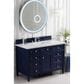 James Martin Brittany 48" Single Bathroom Vanity in Victory Blue with 3 cm Eternal Jasmine Pearl Quartz Top and Rectangle Sink, , large