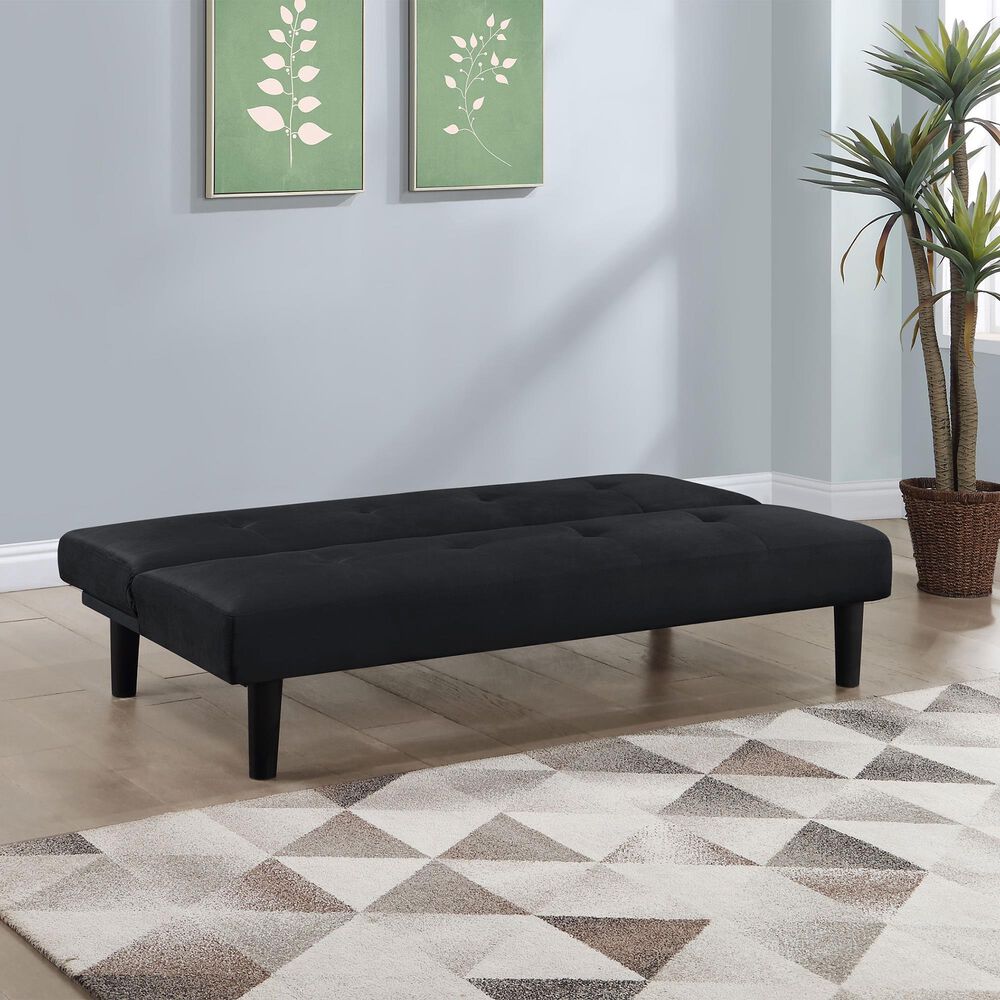 Pacific Landing Stanford Push Back Convertible Sofa Bed in Black, , large