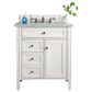 James Martin Brittany 30" Single Bathroom Vanity in Bright White with 3 cm Carrara White Marble Top and Rectangle Sink, , large
