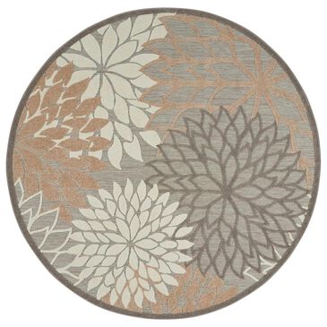 Nourison Aloha Floral 7"10" Round Natural Indoor/Outdoor Area Rug, , large