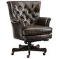 Hooker Furniture Theodore Executive Swivel Tilt Chair in Brown Leather and Dark Wood, , large