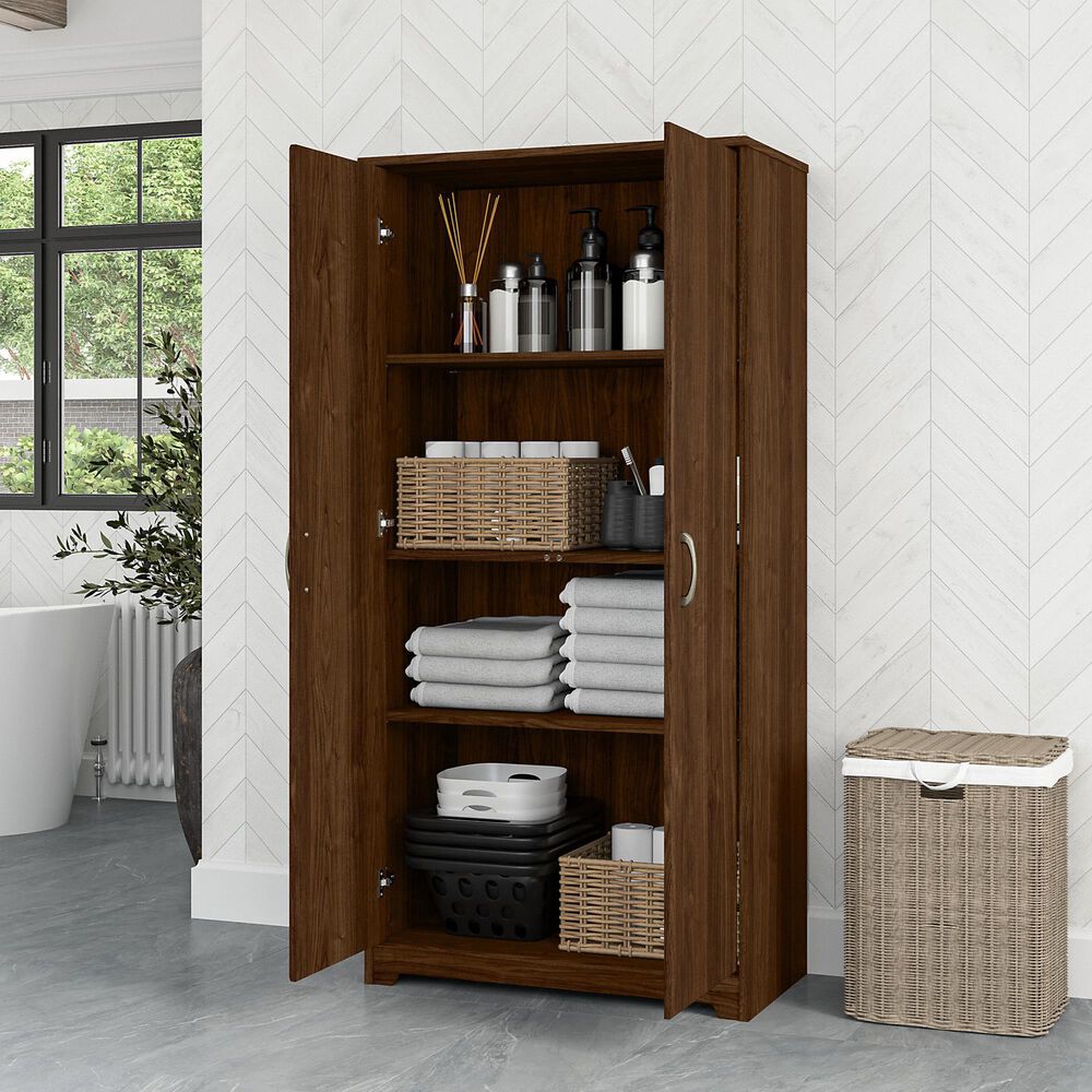 Bush Furniture Cabot Small Bathroom Storage Cabinet with Doors in Modern Walnut