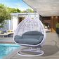 Leisuremod 2-Seat Hanging Egg Swing Chair with Charcoal Blue Cushion in White, , large