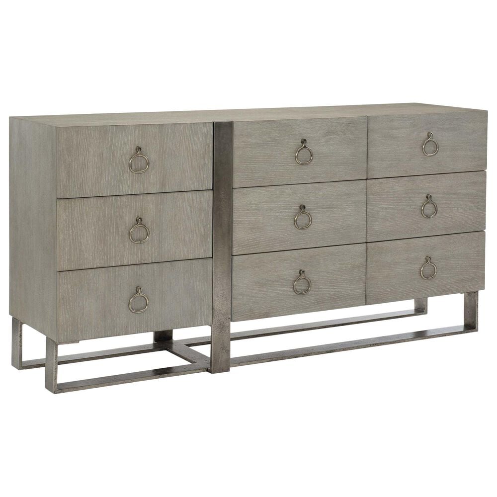 Bernhardt Linea 9-Drawer Dresser in Cerused Greige and Textured Graphite, , large