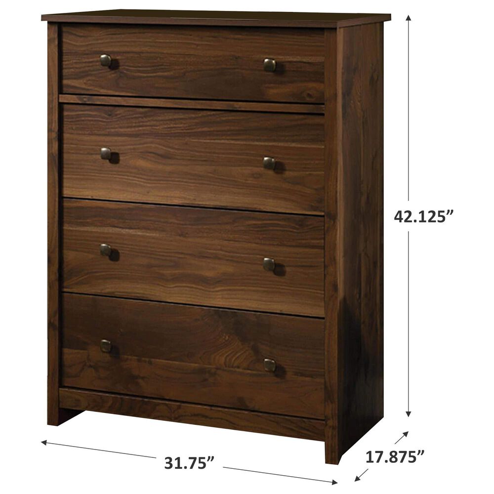 Sauder River Ranch 4-Drawer Chest in Grand Walnut, , large