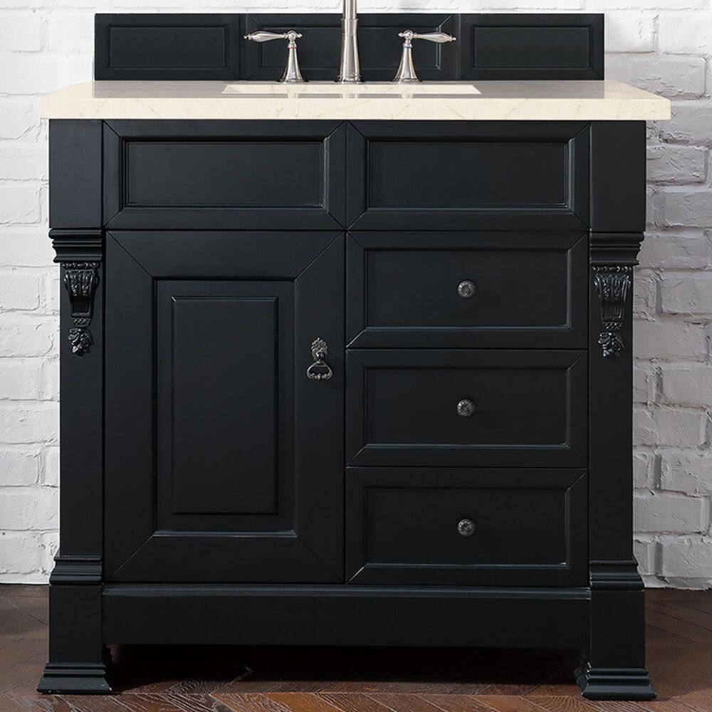 James Martin Brookfield 36&quot; Single Bathroom Vanity in Antique Black with 3 cm Eternal Marfil Quartz Top and Rectangle Sink, , large