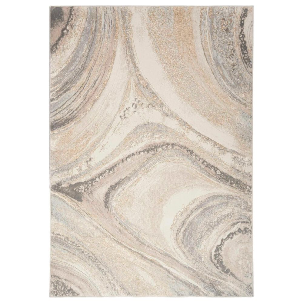 Nourison Brushstrokes 5"3" x 7"3" Cream and Grey Area Rug, , large