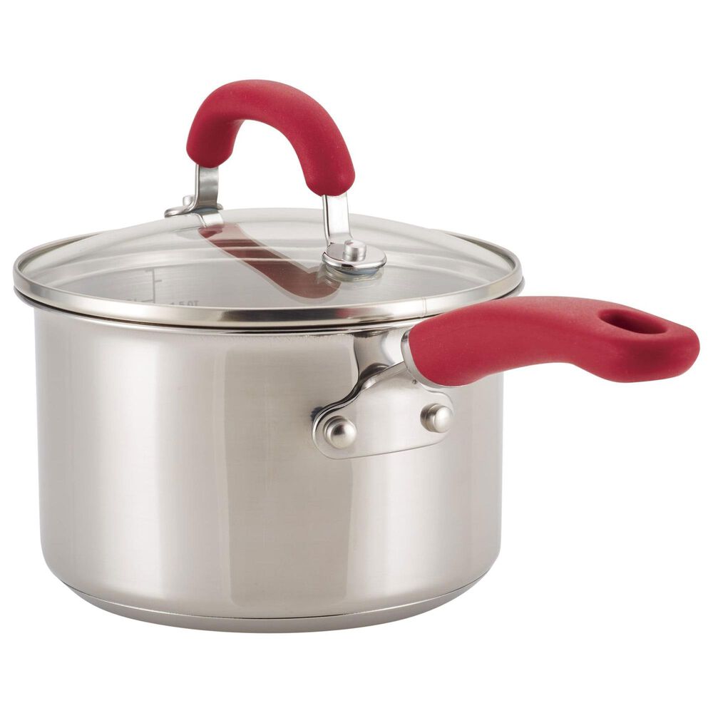 Meyer Corp 10-Piece Cookware Set with Red Handles in Stainless Steel