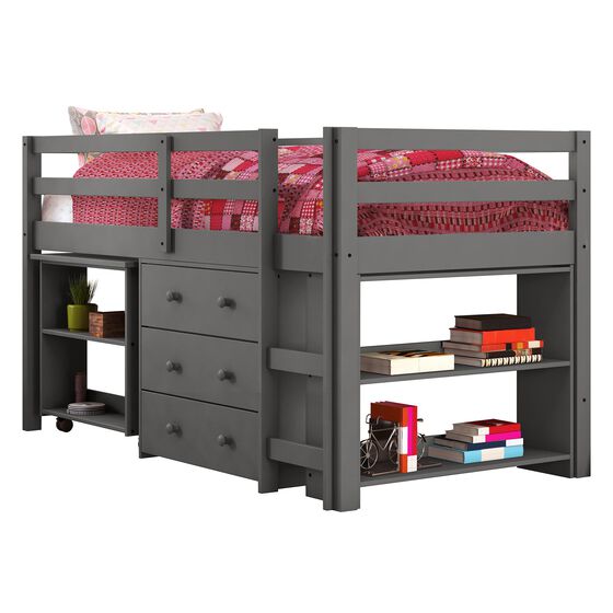 Cambria Designs Low Loft Bed with Desk and Storage