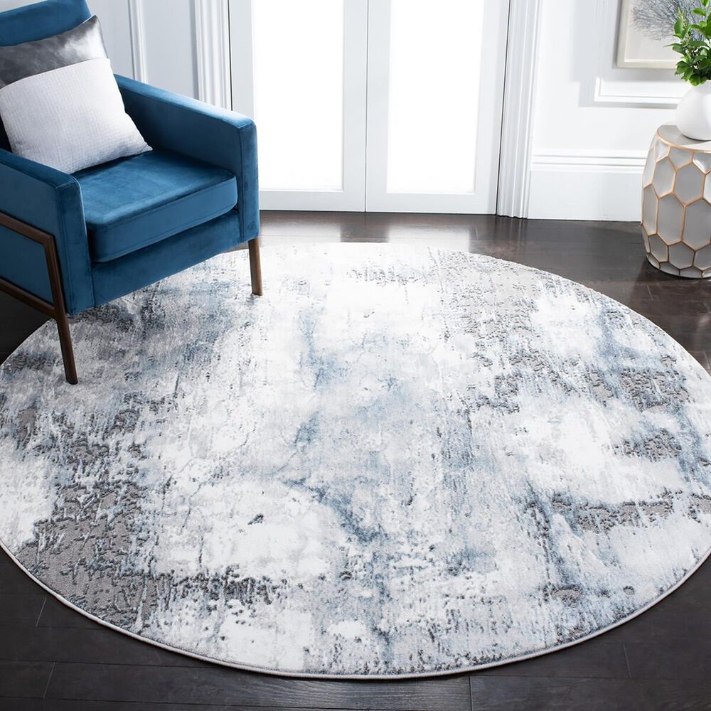 Safavieh Craft CFT850M 6&#39;7&quot; Round Blue and Grey Area Rug, , large