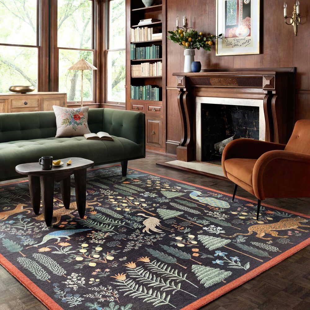 Rifle Paper Co. Menagerie 5&#39; x 7&#39;6&quot; Black Area Rug, , large