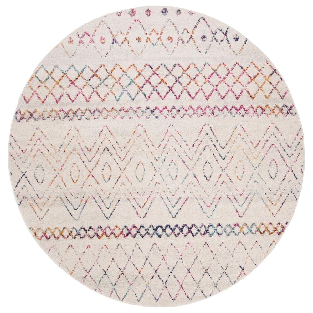 Safavieh Madison MAD798A 5" Round Ivory and Fuchsia Area Rug, , large