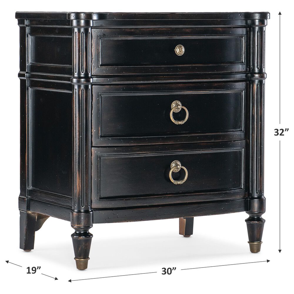 Hooker Furniture Charleston 3-Drawer Nightstand in Black Cherry, , large