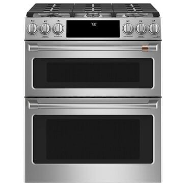 Cafe 30" Slide-In Front Gas Double Oven with Convection Range in Stainless Steel, , large