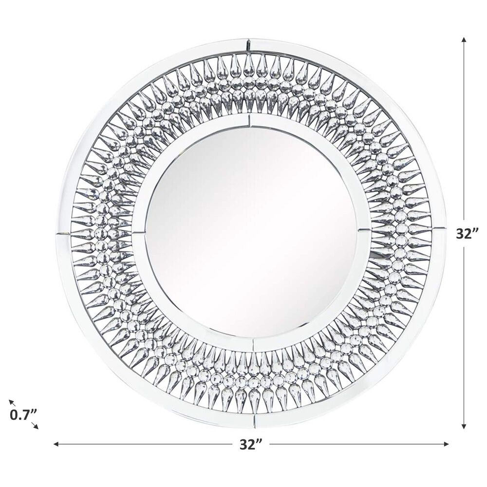 Maple and Jade Round Glass Wall Mirror in Silver, , large