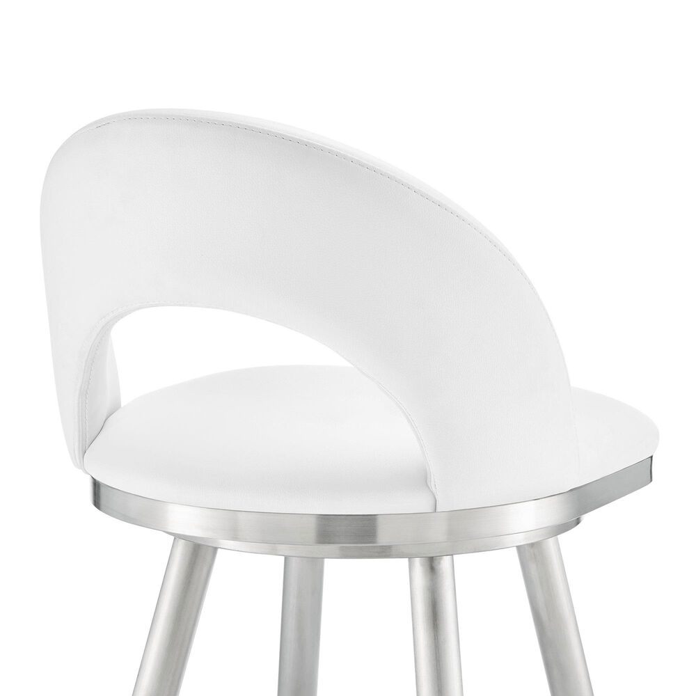 Blue River Charlotte Swivel Barstool with White Cushion in Brushed Stainless Steel, , large