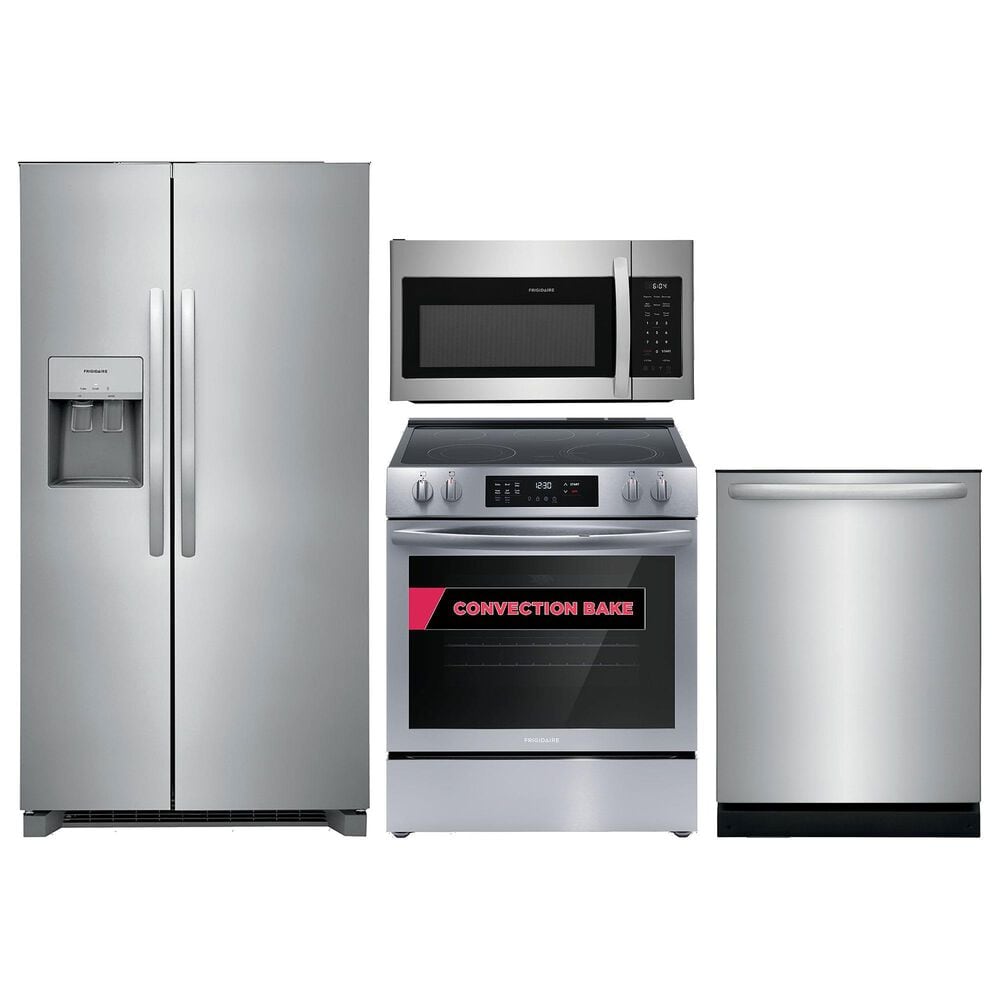 Frigidaire 4-Piece Kitchen Package with 25.6 Cu. Ft. Side-By-Side Refrigerator and 24" Dishwasher with MaxDry in Stainless Steel, , large