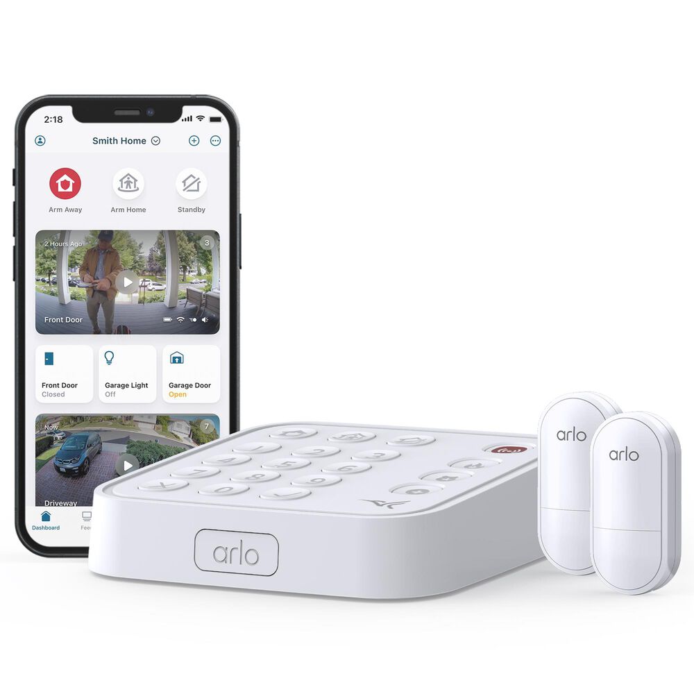 Arlo 3-Piece Home Security System with Wired Keypad Sensor Hub and 8-In-1 Sensors in White, , large