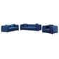 Morden Fort 3-Piece Stationary Living Room Set with Deep Button Tufted in Navy Blue Velvet, , large