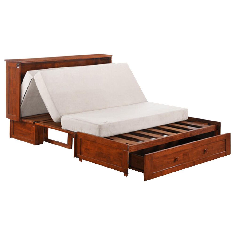 New Day Furniture Clover Murphy Cabinet Bed with Mattress in Cherry, , large