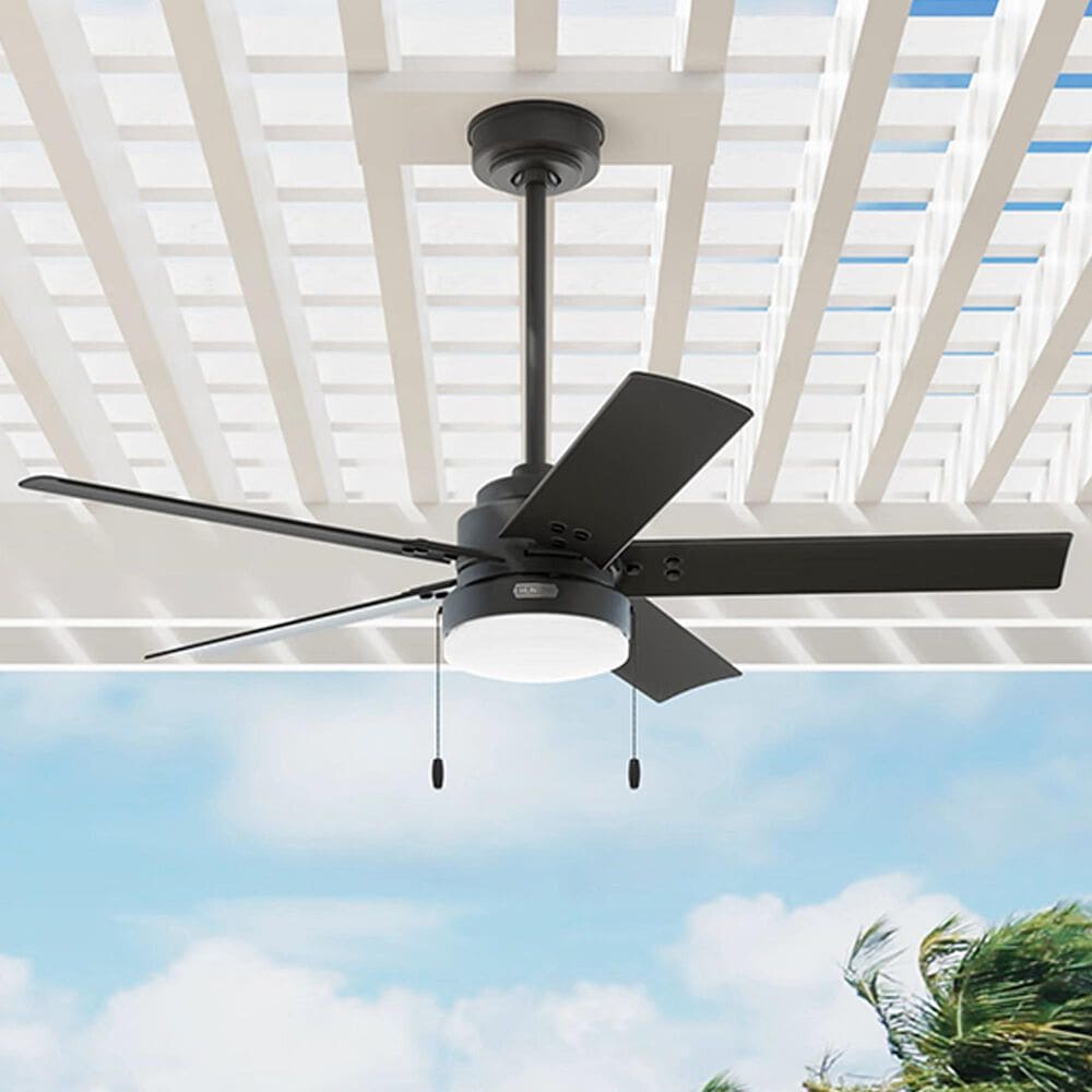 Hunter Sea Point 52&quot; Outdoor Ceiling Fan with LED Lights in Matte Black, , large