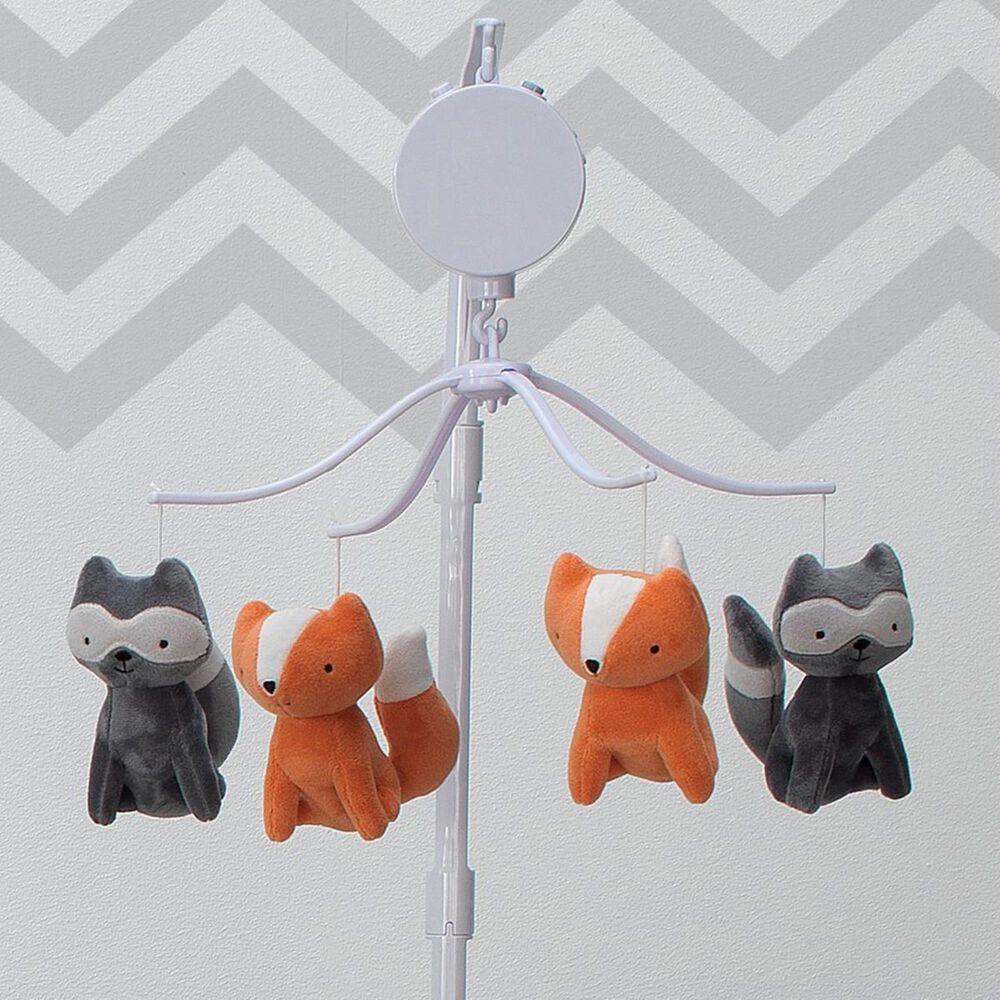 Lambs and Ivy Acorn Musical Mobile in Gray and Orange, , large