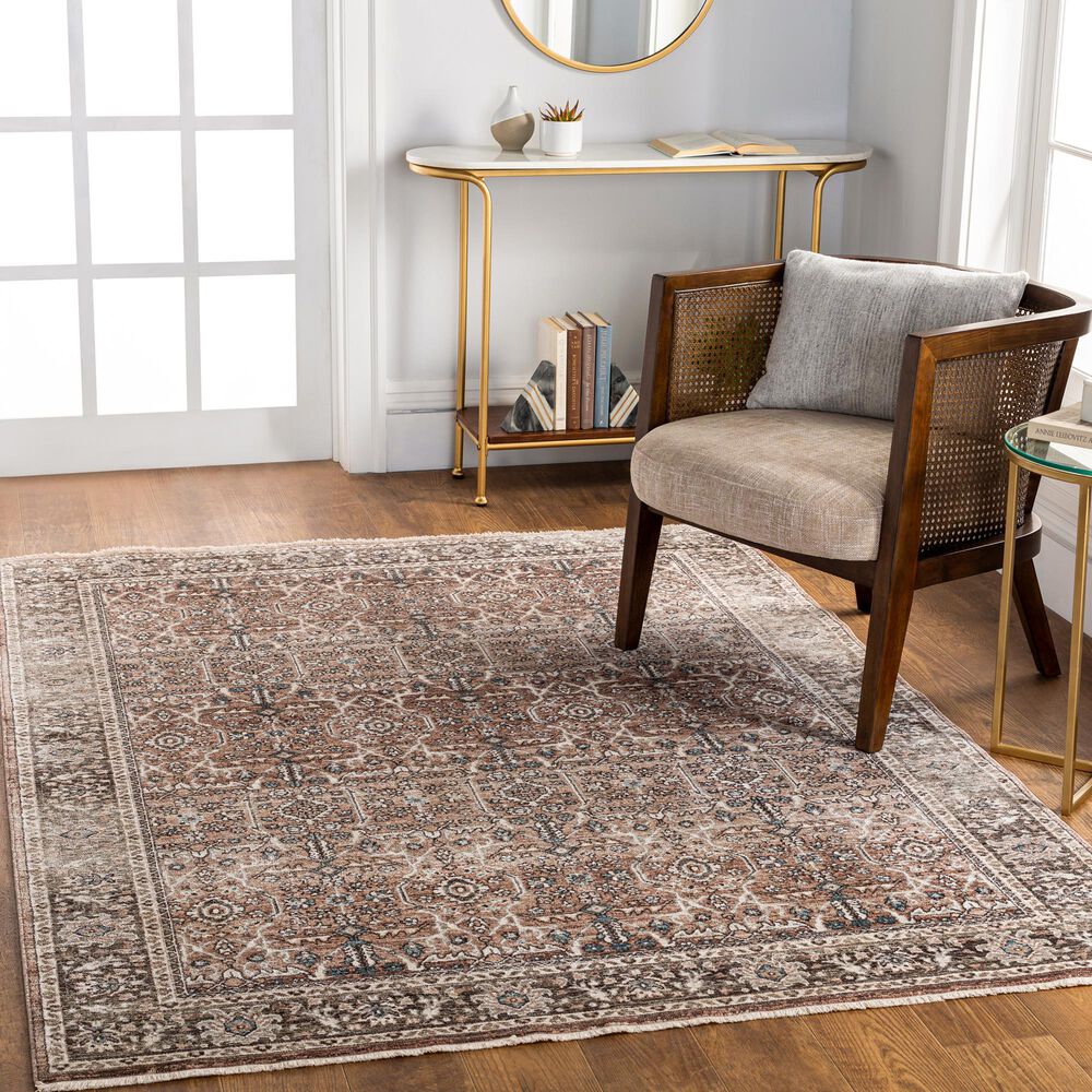 Surya Carlisle Oriental 3&#39;11&quot; x 5&#39;11&quot; Dusty Pink, Medium Brown, Light Gray, Pale Blue, Brown and Cream Area Rug, , large