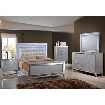 New Heritage Design Valentino 5-Drawer Chest in Silver, , large