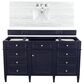 James Martin Brittany 60" Single Bathroom Vanity in Victory Blue with 3 cm Arctic Fall Solid Surface Top and Rectangle Sink, , large