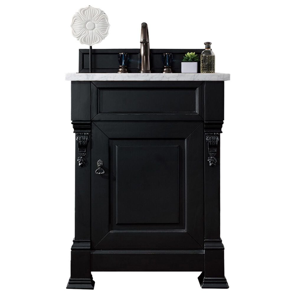 James Martin Brookfield 26" Single Bathroom Vanity in Antique Black with 3 cm Eternal Jasmine Pearl Quartz Top and Rectangle Sink, , large