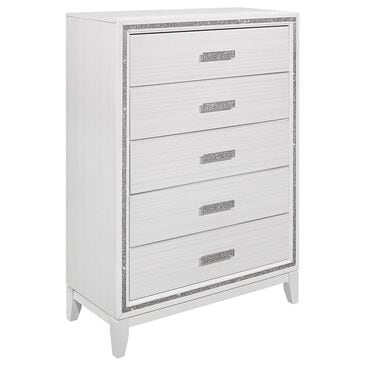 Global Furniture USA Lily 5-Drawer Chest in White and Glitter, , large