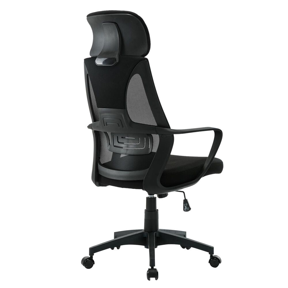 New Era Holding Group LTD Mesh Desk Chair with Headrest in Black, , large