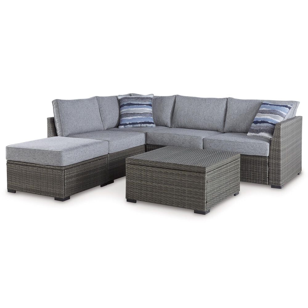 Signature Design by Ashley Petal Road 4-Piece Patio Sectional Set in Gray, , large
