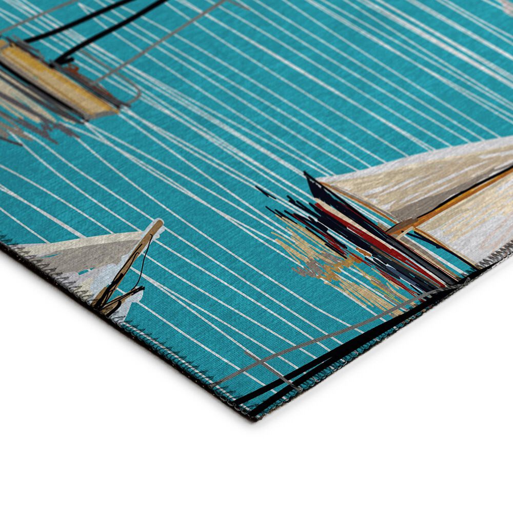 Dalyn Rug Company Harbor 2&#39;3&quot; x 7&#39;6&quot; Teal Indoor/Outdoor Runner, , large