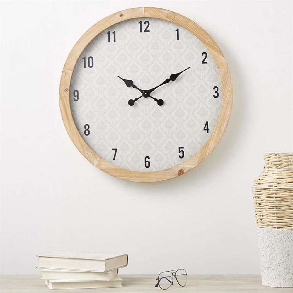 Maple and Jade Floral Wall Clock in Brown, Beige and Black, , large