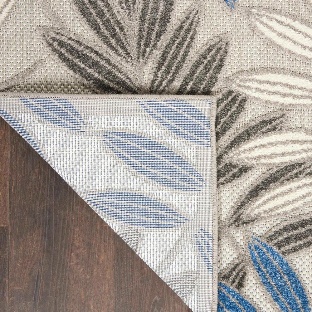 Nourison Aloha Floral 2&#39;8&quot; x 4&#39; Grey and Blue Indoor/Outdoor Area Rug, , large