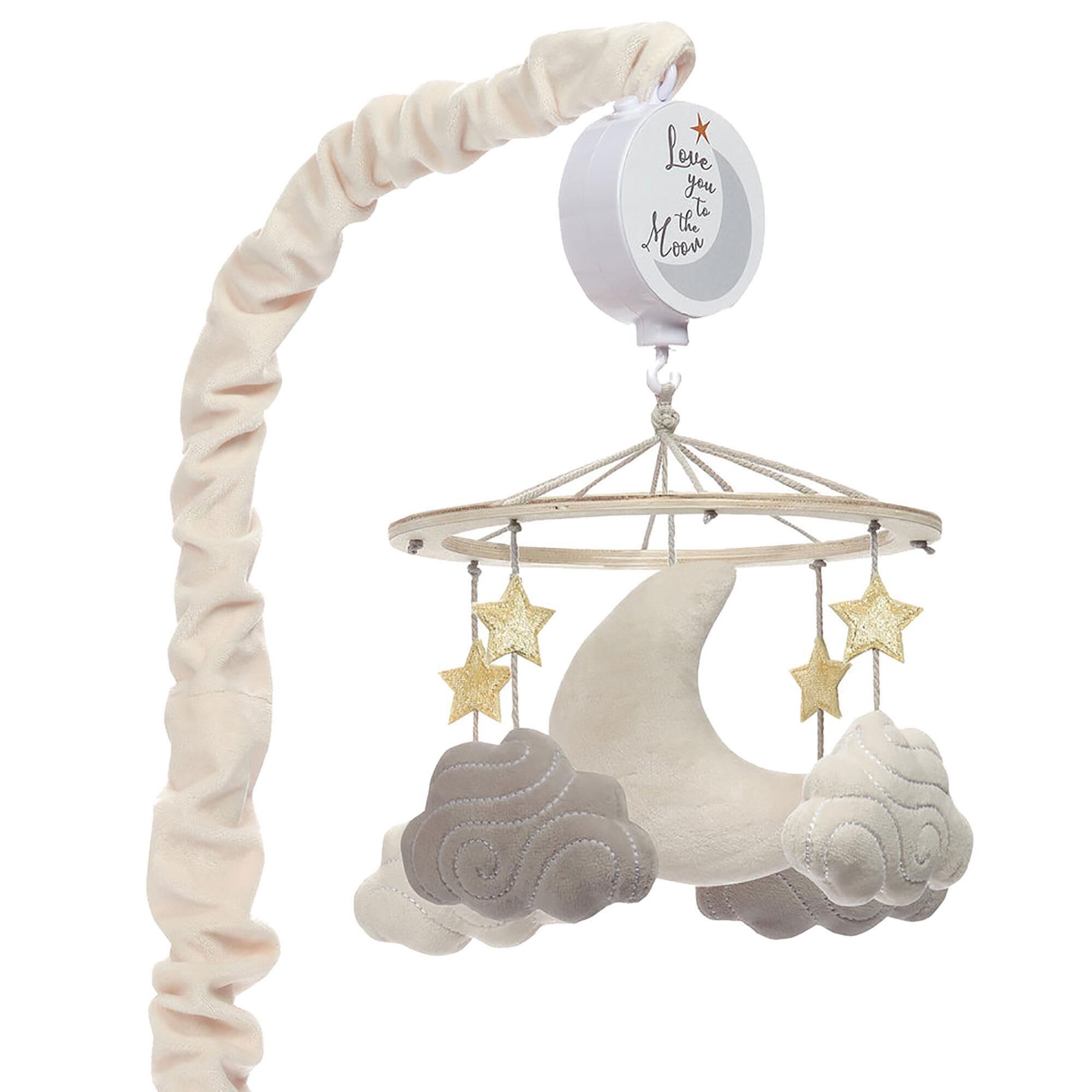 Lambs and Ivy Goodnight Moon Musical Baby Crib Mobile Soother Toy in White